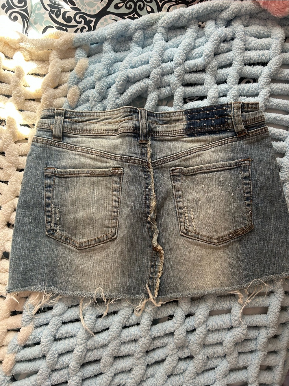 Younique Distressed Light Blue Denim Mini Skirt - Picture 5 of 5